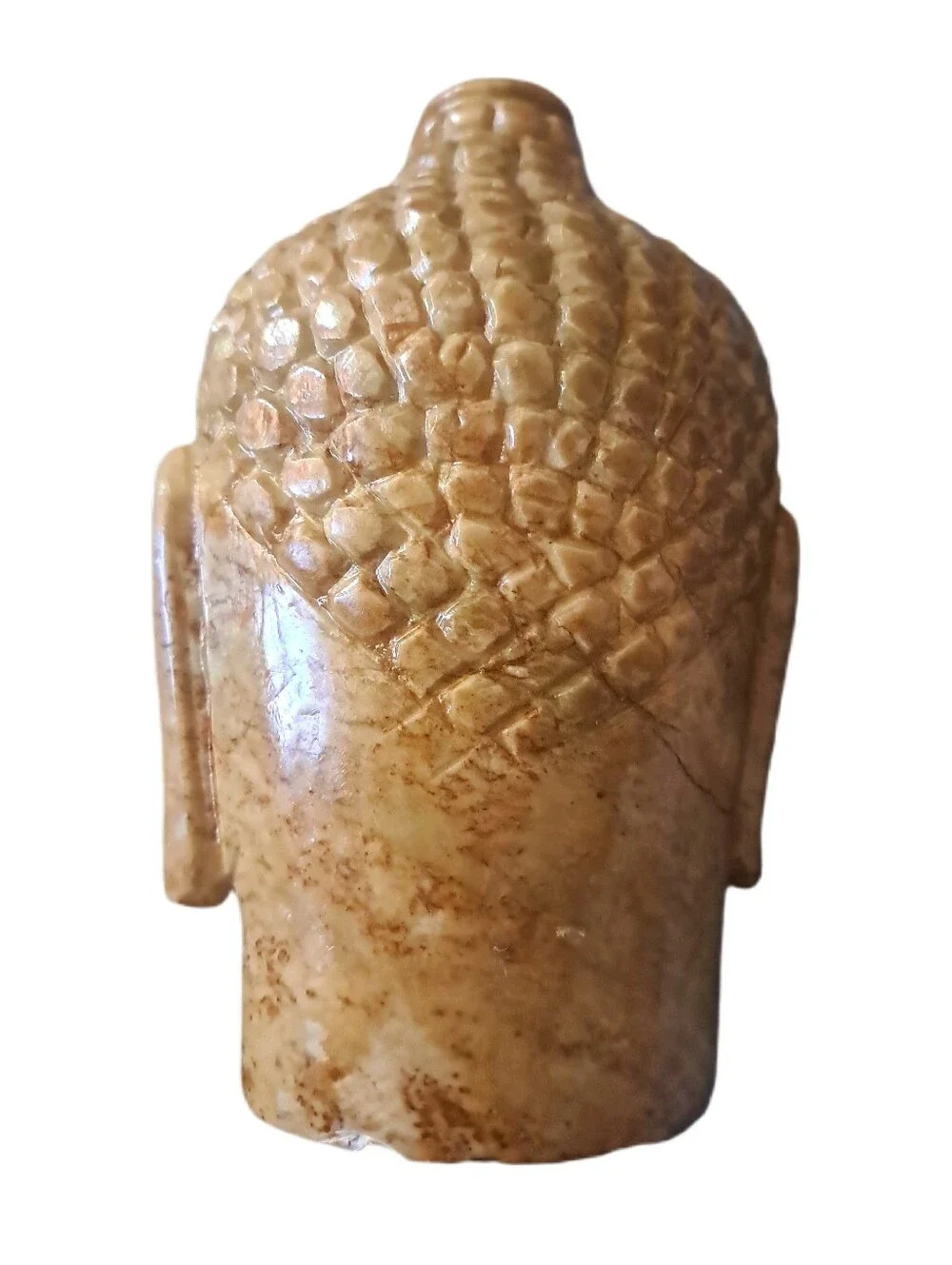 Vintage Hand Carved Buddha Head Statue Natural Stone Zen Spiritual Decor